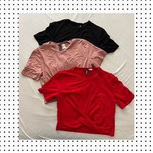H&M Pack of 3 Crop Top Twist Front Size Medium